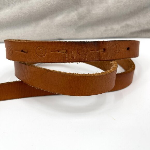 Scotch & Soda Women\'s L Brown Leather Skinny Belt with Embossed Numbers Preppy main image 9